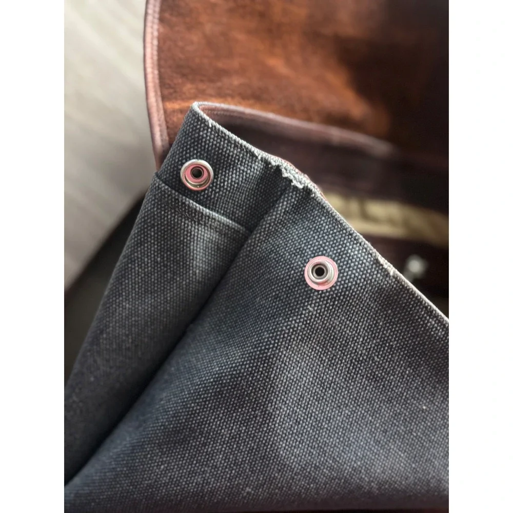SAS‎ Portrait Collection Backpack Grey Canvas Brown Leather Flap Buckle Mens Bag